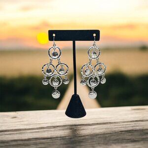 Anne Klein Hammered Silver-Tone Chandelier Earrings